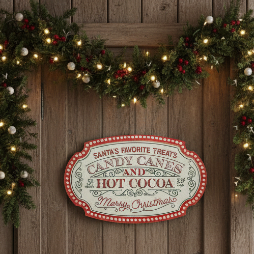 Candy Canes and Hot Cocoa Christmas Wall Sign