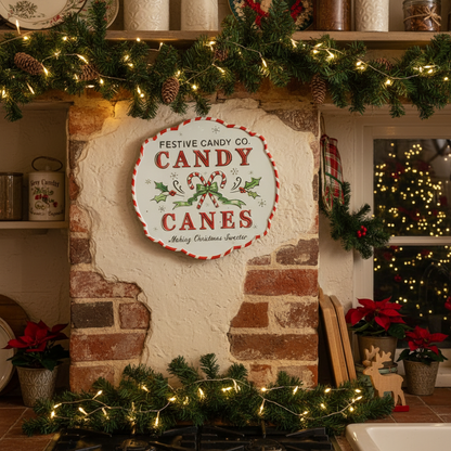 Candy Canes Metal Christmas Sign