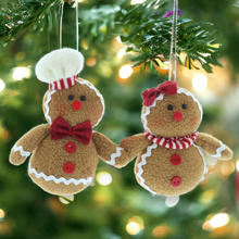 Load image into Gallery viewer, Set of 2 Gingerbread People Hanging Decoration
