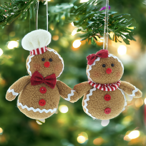 Set of 2 Gingerbread People Hanging Decoration