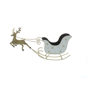 Gold Reindeer with White Sleigh Decoration