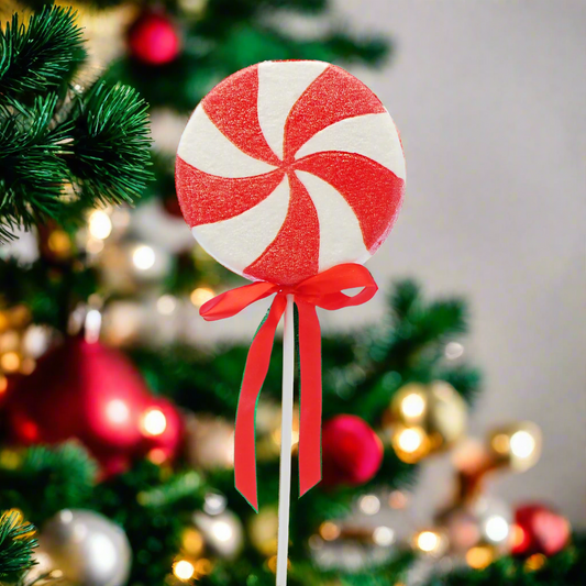Candy Cane Lollipop Christmas Pick