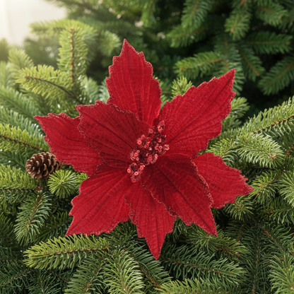 Red Christmas Poinsettia Clip