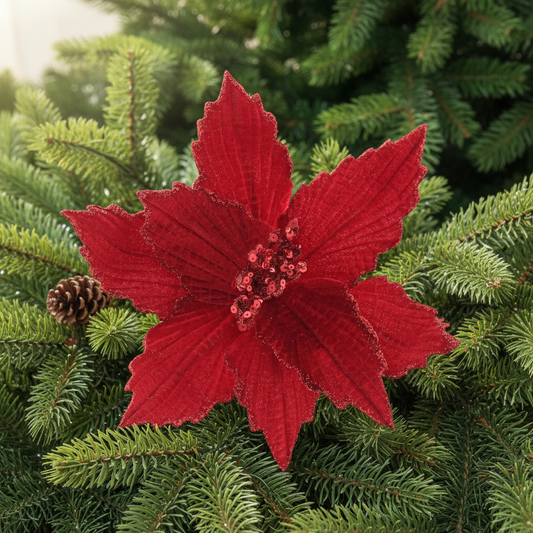 Red Christmas Poinsettia Clip