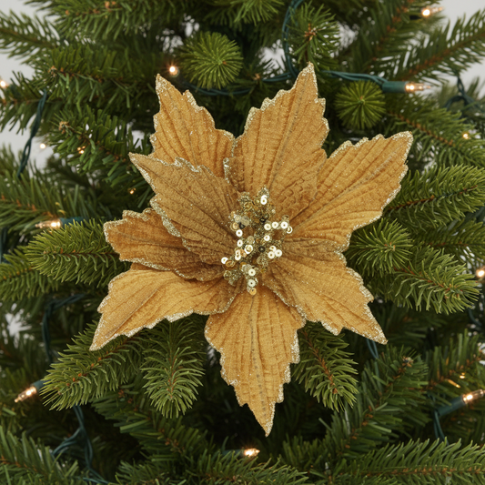 Gold Christmas Poinsettia Clip
