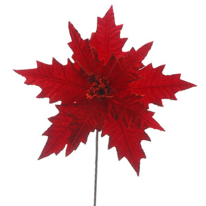 Red Poinsettia with Red Glitter Stem 66cm