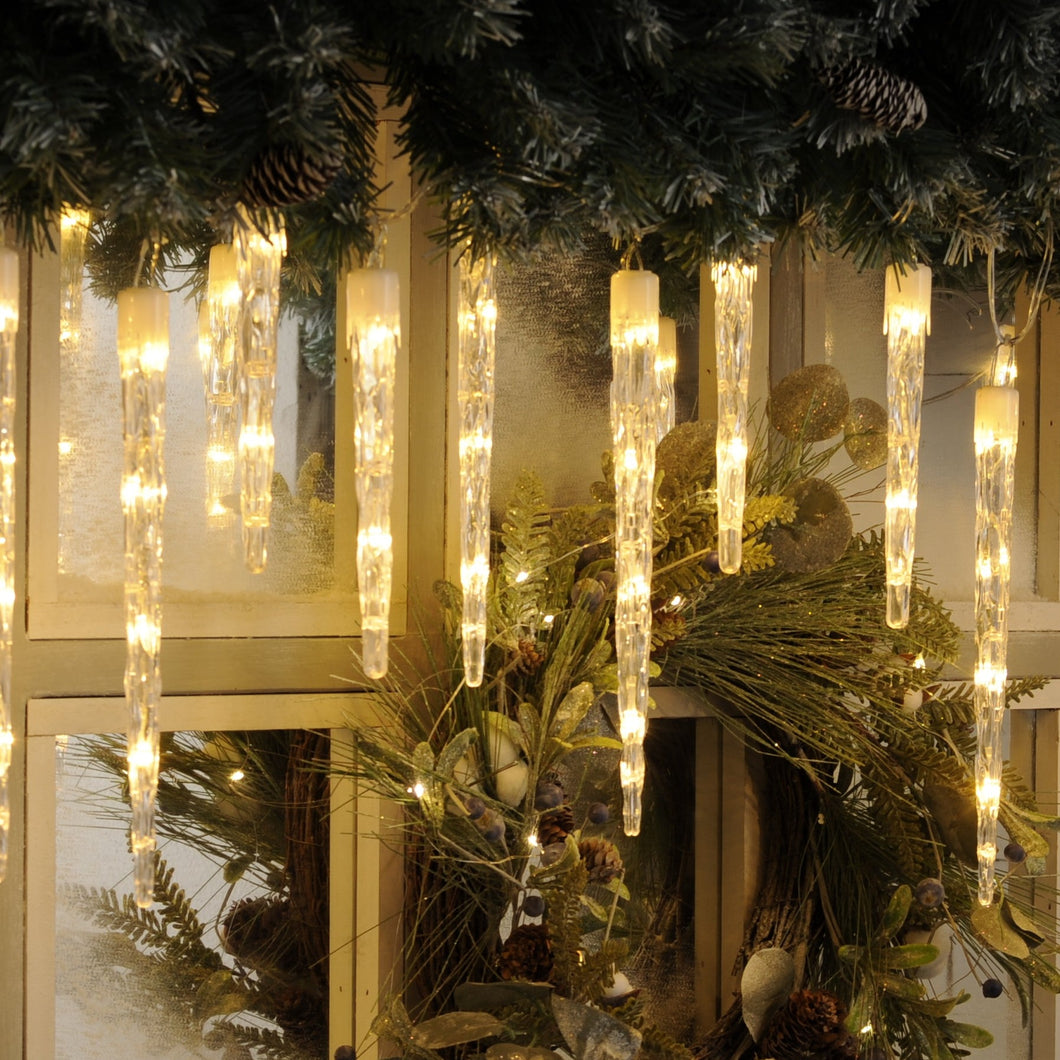 24 Colour Changing Icicle Lights - Warm White to White