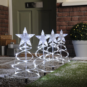Set of 4 White Spiral Tree Path Lights