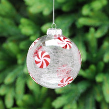 Load image into Gallery viewer, Crackle Effect Candy Cane Sweet Glass Bauble
