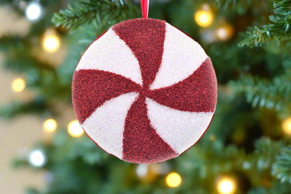Candy Stripe Disc Hanging Christmas Decoration