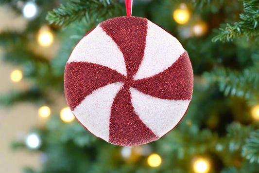 Candy Stripe Disc Hanging Christmas Decoration