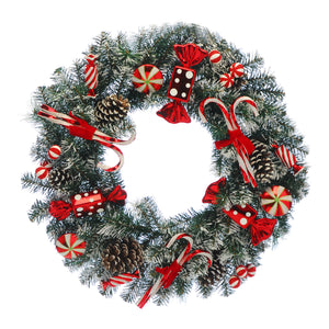 Candy Cane Theme Pre Decorated Wreath 76cm
