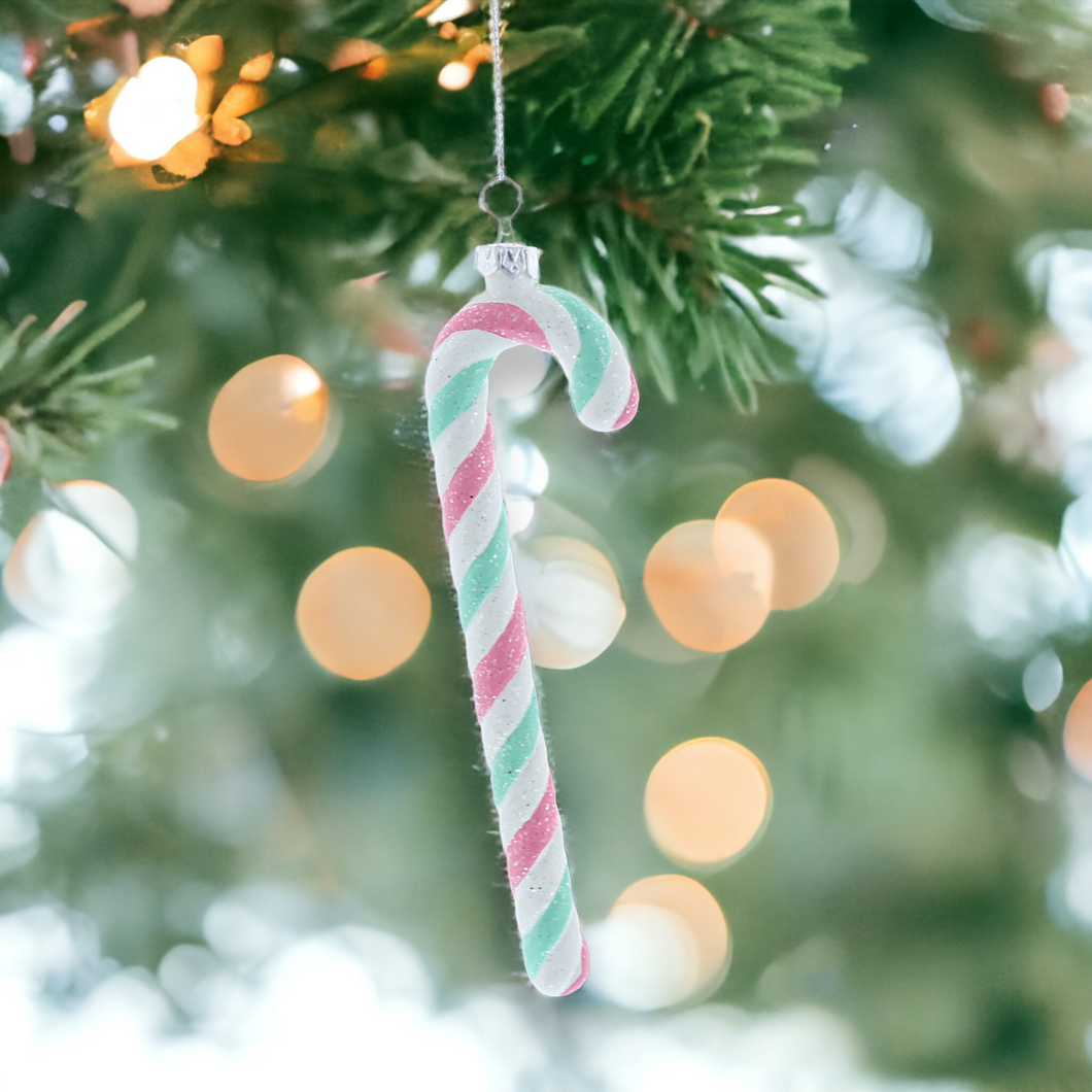 Pink and Green Candy Cane Hanging Decoration