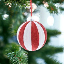 Load image into Gallery viewer, Glitter Candy Cane Stripe Ball Hanging Decoration
