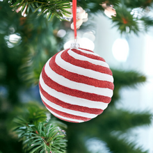 Load image into Gallery viewer, Glitter Candy Cane Stripe Ball Hanging Decoration
