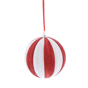 Glitter Candy Cane Stripe Ball Hanging Decoration