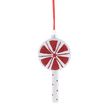 Load image into Gallery viewer, Red and White Glitter Lollipop Hanging Decoration
