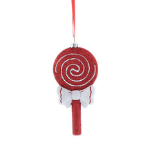 Load image into Gallery viewer, Red and White Glitter Lollipop Hanging Decoration
