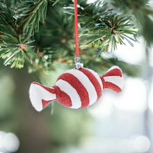 Load image into Gallery viewer, Red and White Glitter Stripped Sweet Hanging Decoration
