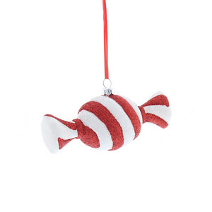 Red and White Glitter Stripped Sweet Hanging Decoration