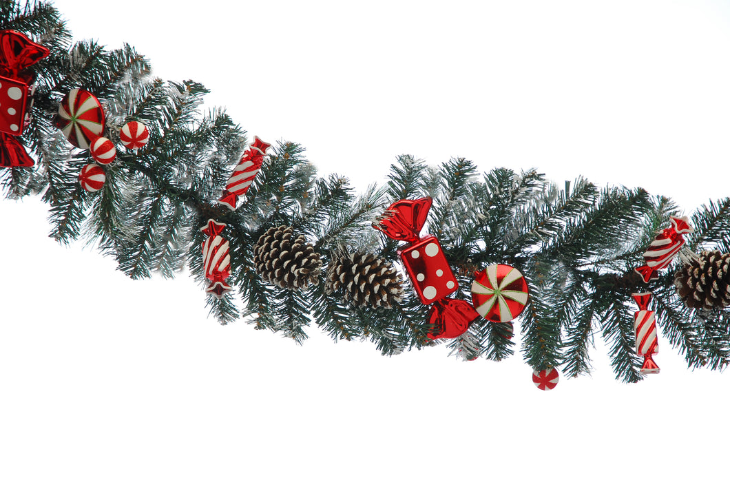 Candy Cane Theme Pre Decorated Garland 180cm