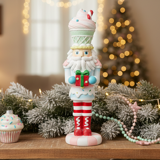 Pastel Cupcake Christmas Nutcracker 30cm