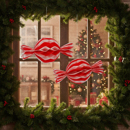 Retro Candy Cane Paper Christmas Decoration