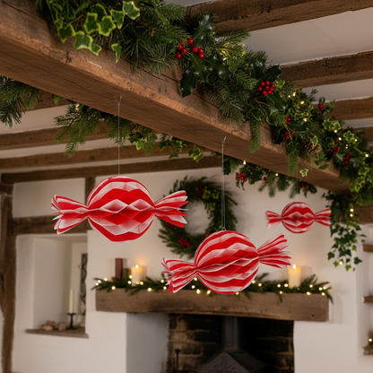 Retro Candy Cane Paper Christmas Decoration