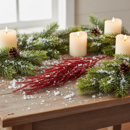 Red Glitter Christmas Spray Decoration