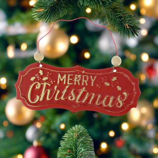 Vintage Style Merry Christmas Sign 17cm