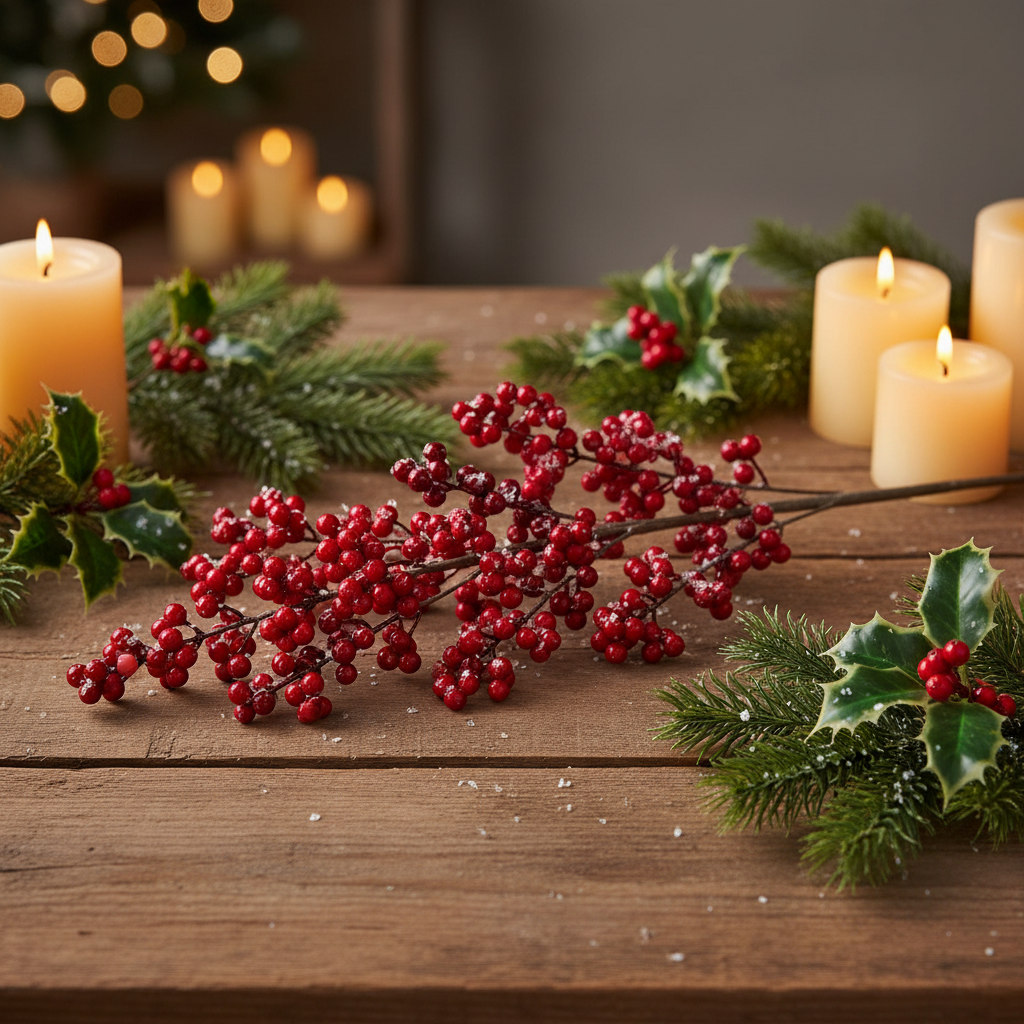 Red Berry Christmas Stem Decoration 60cm