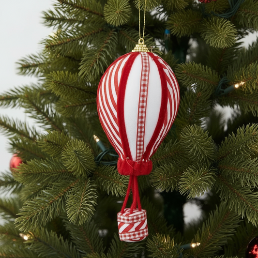 Candy Cane Stripe Hot Air Balloon Christmas Tree Decoration 15cm