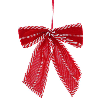 Candy Cane Velvet Bow Christmas Decoration 25cm