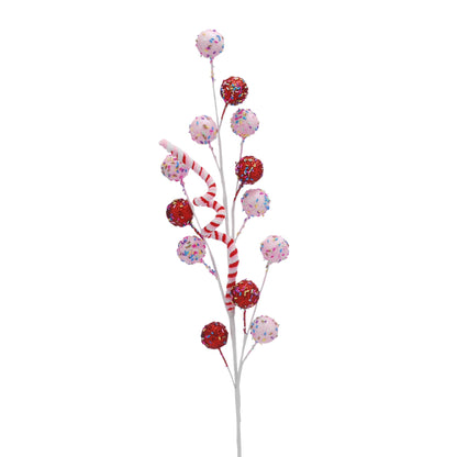 Candy Cane Swirl Berry Christmas Stem Decoration 73cm
