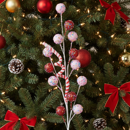 Candy Cane Swirl Berry Christmas Stem Decoration 73cm