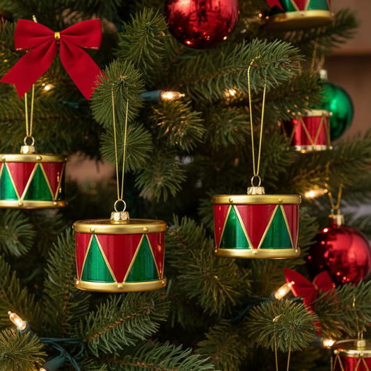 Vintage Style Drum Christmas Tree Decoration