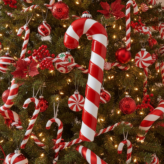 Candy Cane Hanging Enamel Christmas Decoration 31cm