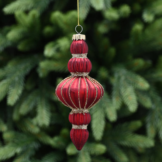 Matt Red Finial Glass Christmas Tree Decoration