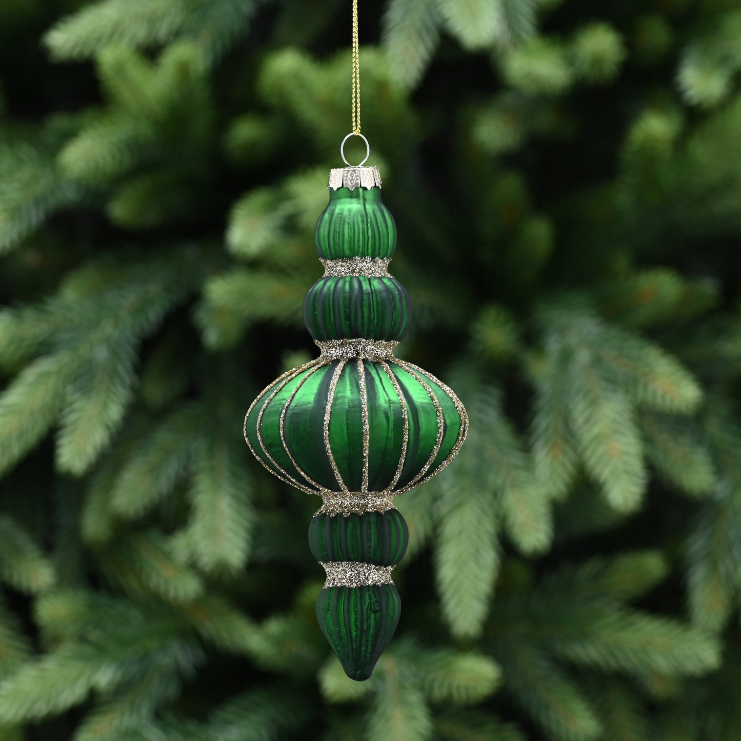 Matt Green Finial Glass Christmas Tree Decoration