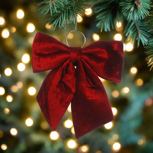 Burgundy Velvet Christmas Bow Decoration 34cm