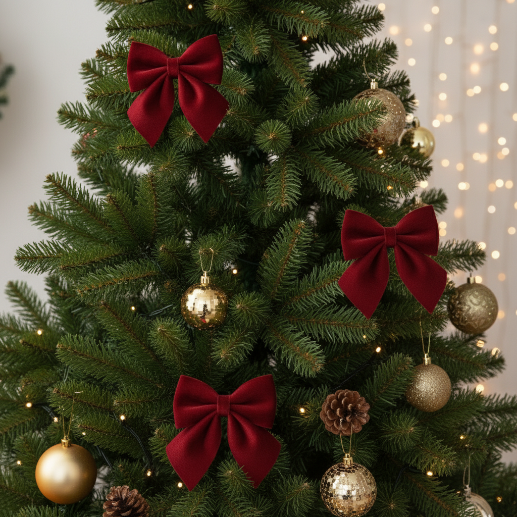 Pack of 3 Burgundy Velvet Bows 15cm