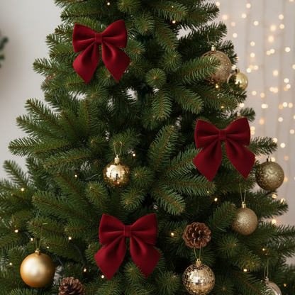 Pack of 3 Burgundy Velvet Bows 15cm