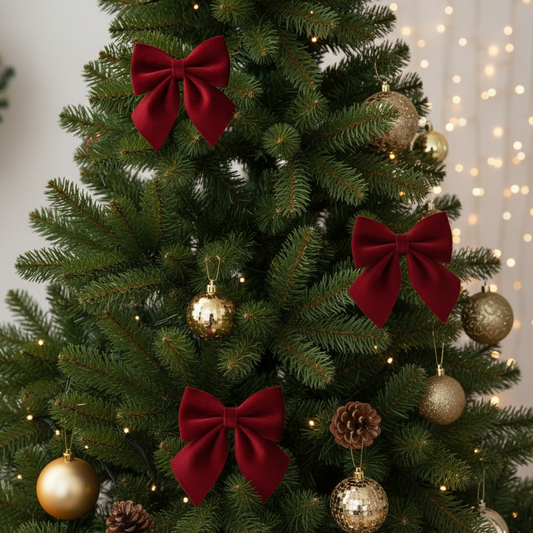 Pack of 3 Burgundy Velvet Bows 15cm