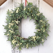Load image into Gallery viewer, Mistletoe and Berries Christmas Wreath
