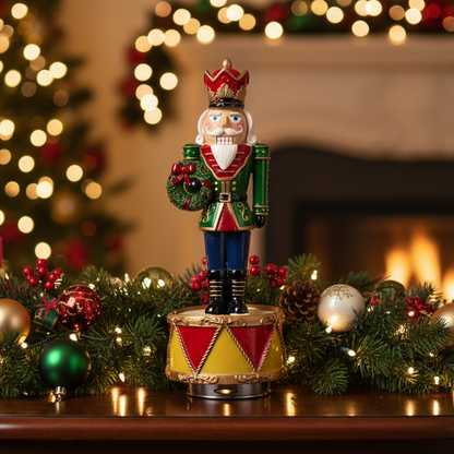 Nutcracker with Wreath Christmas Music Box