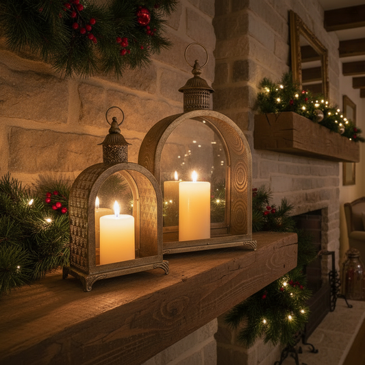 Set of 2 Golden Arch Lanterns