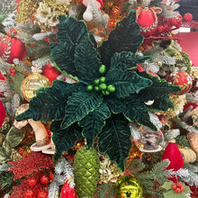 Load image into Gallery viewer, Dark Green Poinsettia with Glitter Stem 68cm
