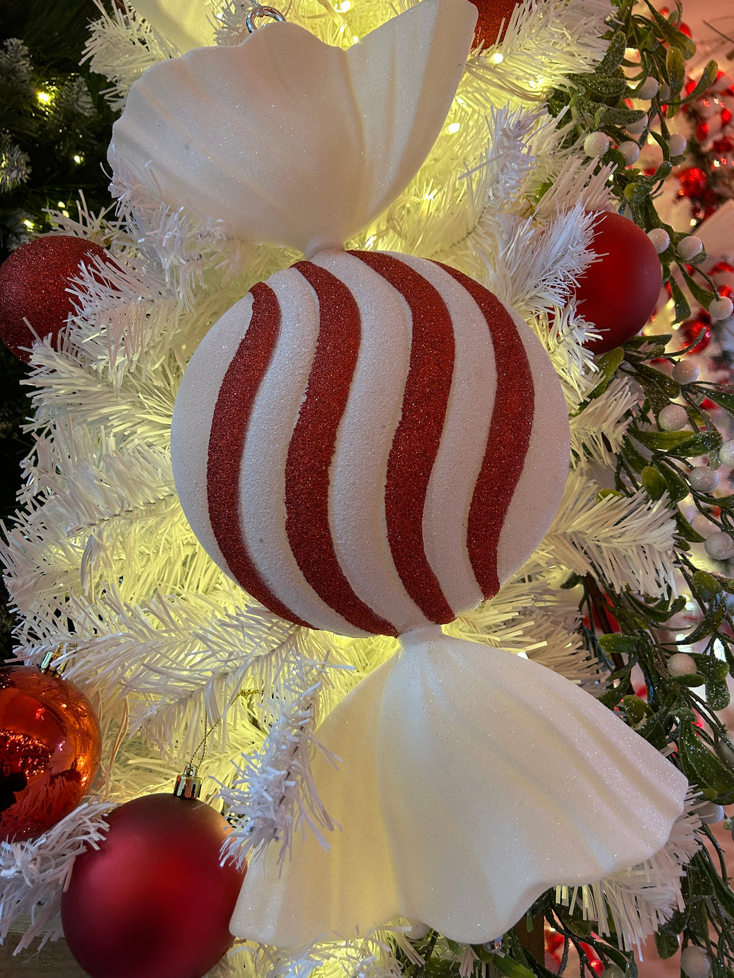 Flat Disc Candy Striped Decoration 50cm