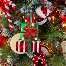 Load image into Gallery viewer, Glitter Stacked Presents Hanging Decoration
