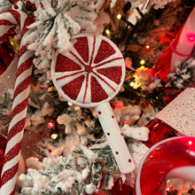 Load image into Gallery viewer, Red and White Glitter Lollipop Hanging Decoration
